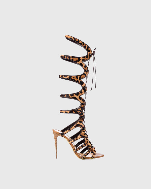 Sveva Leopard Print Lace up Sandals