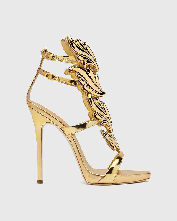 Tatiana Mirrored Wing Sandals In Gold