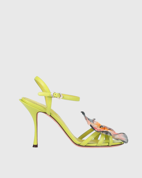 Teresa Mesh Butterfly Strap Sandals In Green