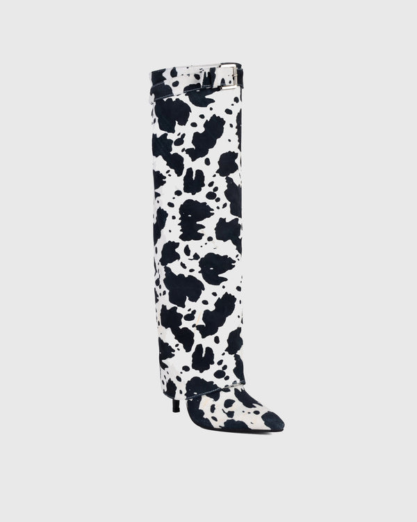 Terina Cow Print Knee High Boots