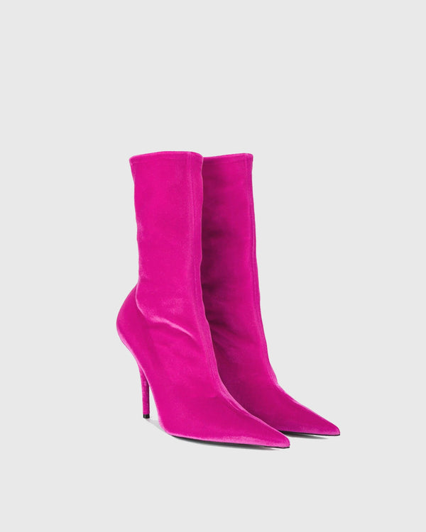 Tersa Velvet Mid Calf Boots In Hot Pink