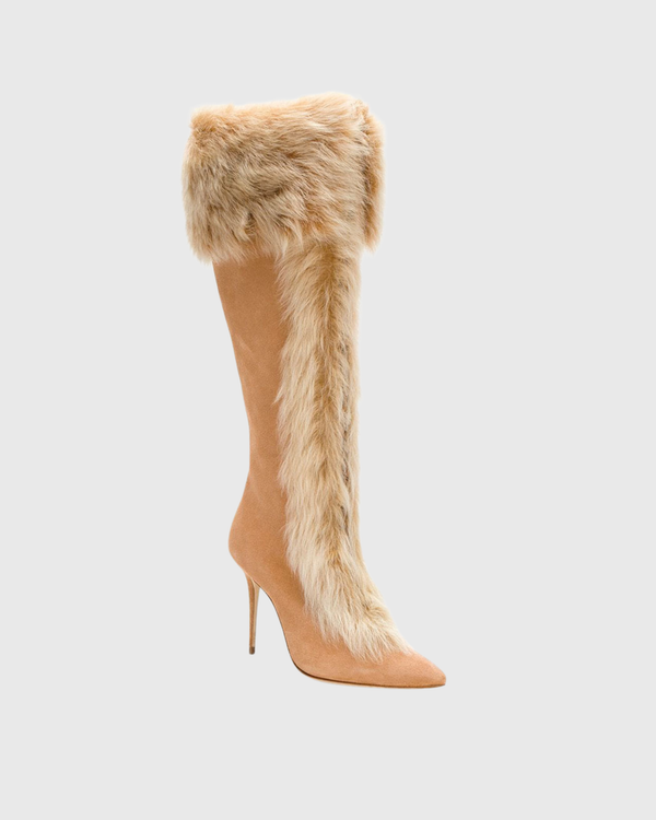 Vallea Faux Fur Boots In Orange