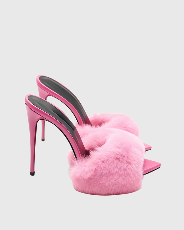 Vallea Faux Fur Slippers In Pink