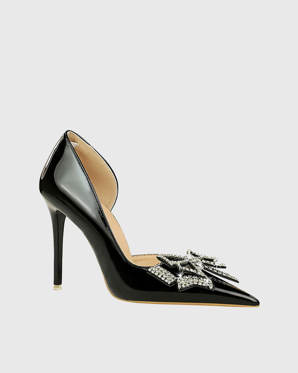 Venera Rhinestone Bow Pumps In Black