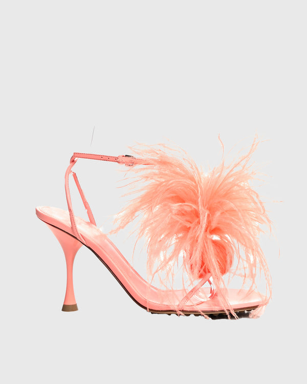 Vincenza Feather Toe Strap Sandals In Pink