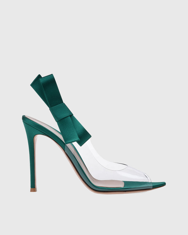 Yahaira Bow Slingback PVC Sandals In Green