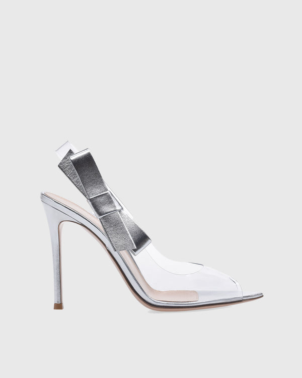 Yahaira Bow Slingback PVC Sandals In Silver