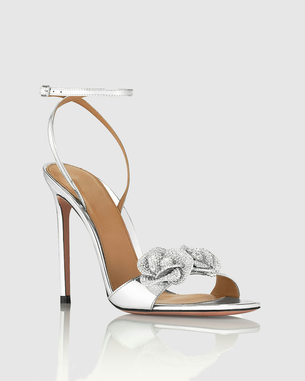 Yale Rhinestone Orchid Strap Sandals In Silver