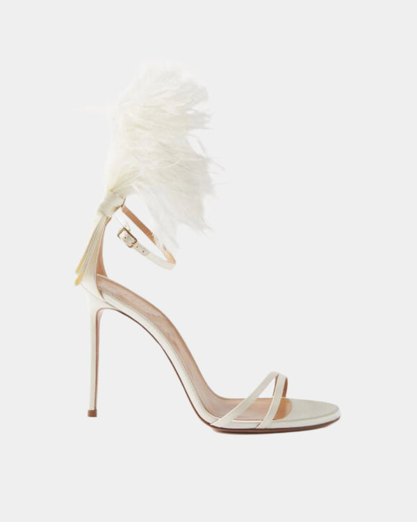 Yalitza Feather Strap Sandals In White