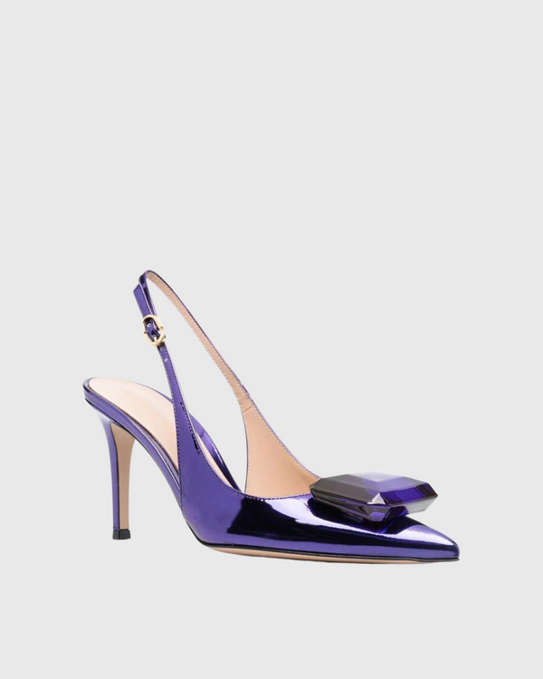 Yanaba Rhinestone Slingback Pumps In In Berry Purple