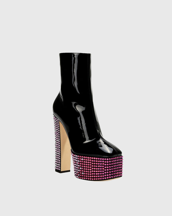 Yareli Rhinestone Platform Ankle Boots