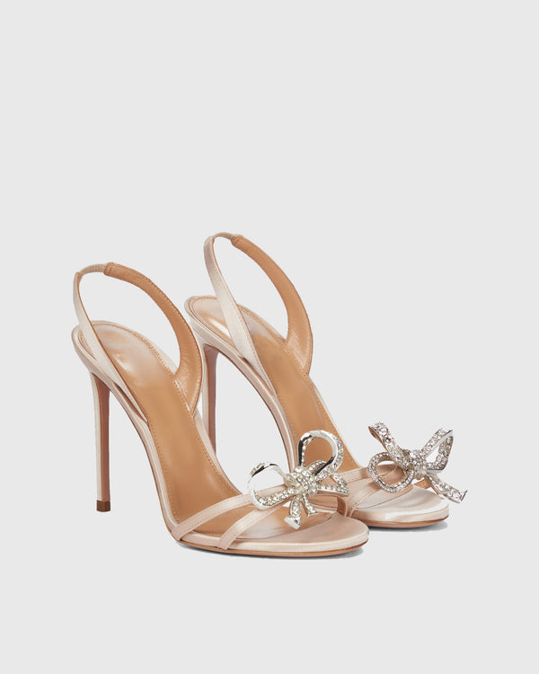 Yarrow Rhinestone Bow Slingback Sandals In Gold