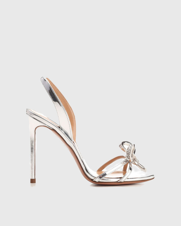 Yarrow Rhinestone Bow Slingback Sandals In Silver