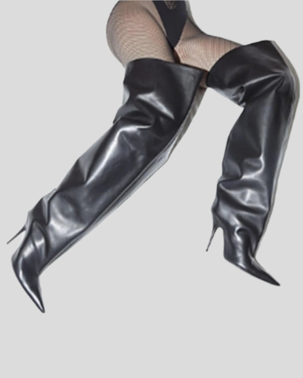 Yayoi Leather Over The Knee Boots