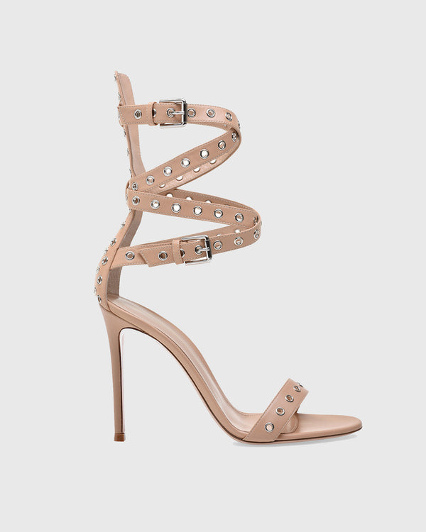 Yentl Fish Eye Buckle Lace up Sandals