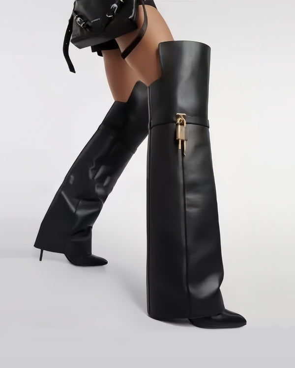 Yeong Irregular Buckle Over The knee Boots