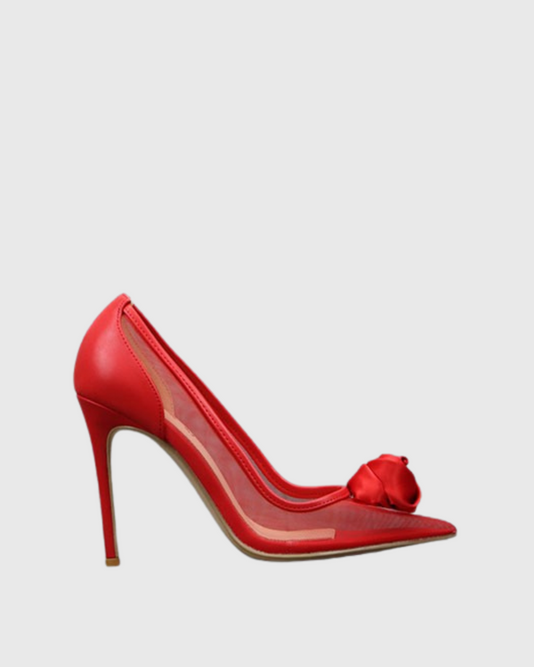 Zadie Zadie Rose Mesh  Pumps In Red
