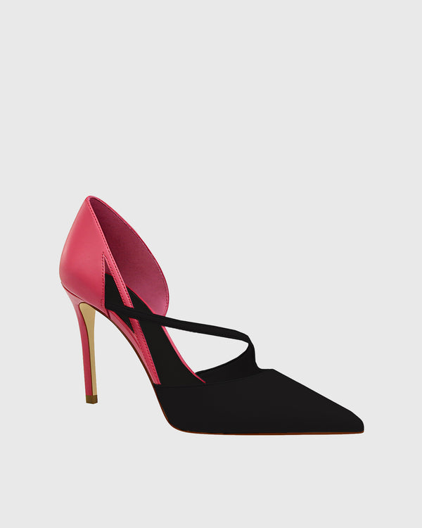 Zaida Colorblock Splicing Cutout Pumps In Black