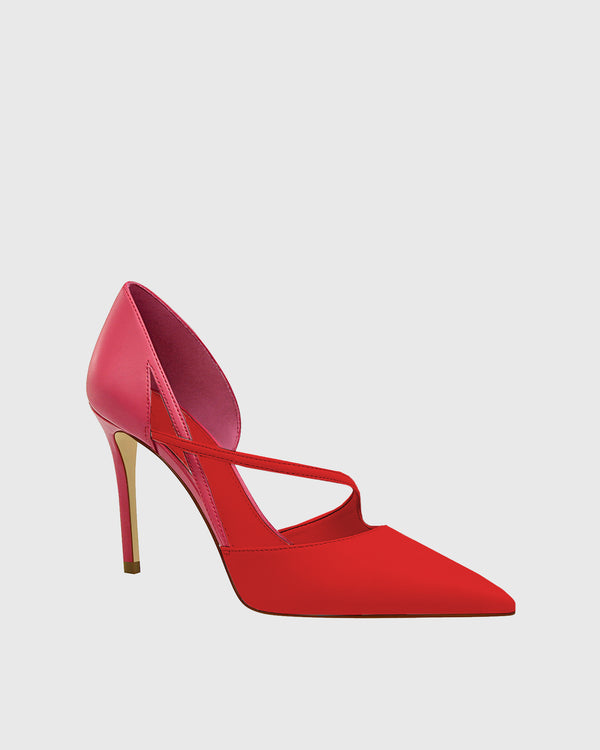 Zaida Colorblock Splicing Cutout Pumps In Red