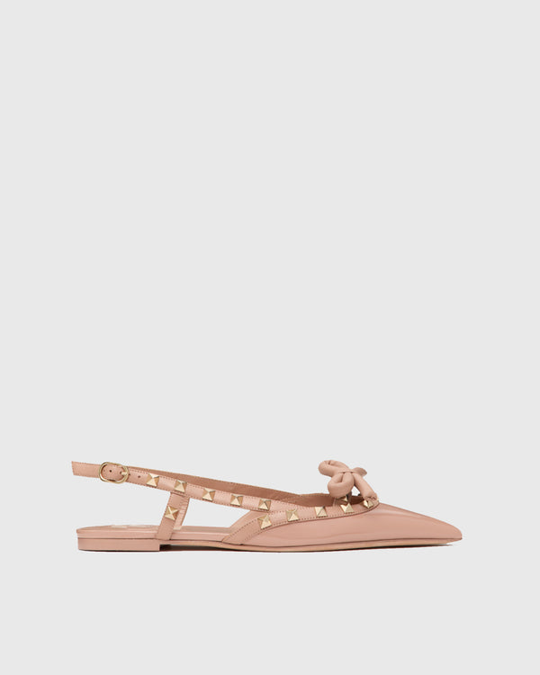 Zappa Bow Rivet Slingback Flats In Pink